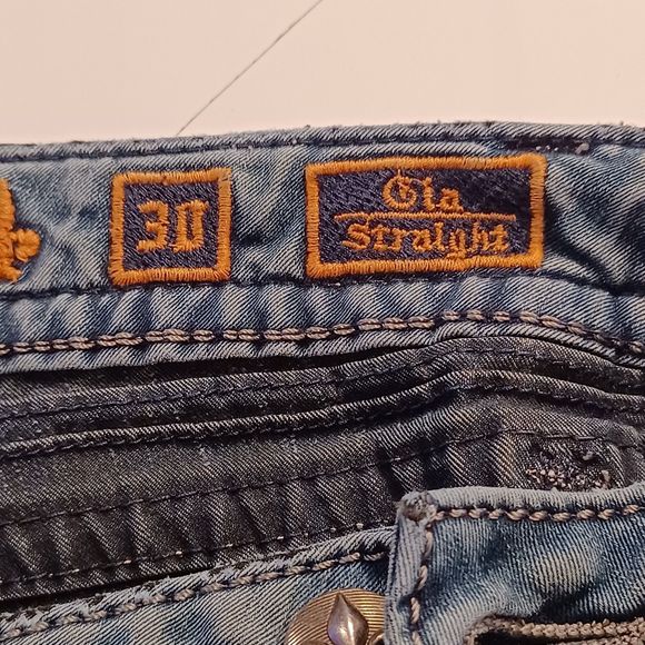 Rock Revival Gia Jeans Size 30 Low-Rise Distressed Thin Stretch Denim Light Wash - Picture 12 of 13
